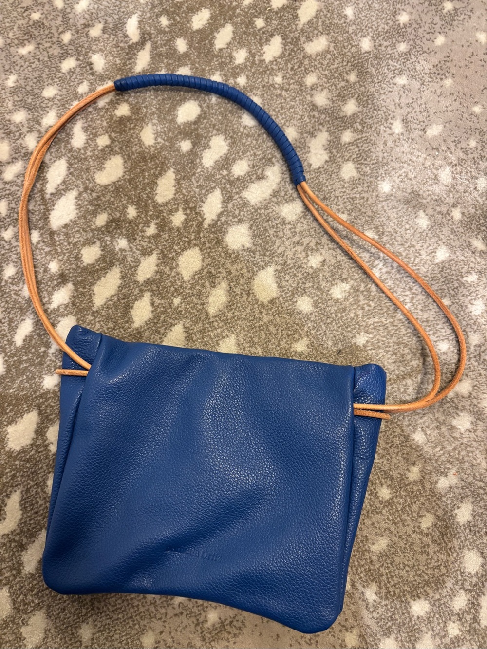 Blue Leather Crossbody Shoulder Bag